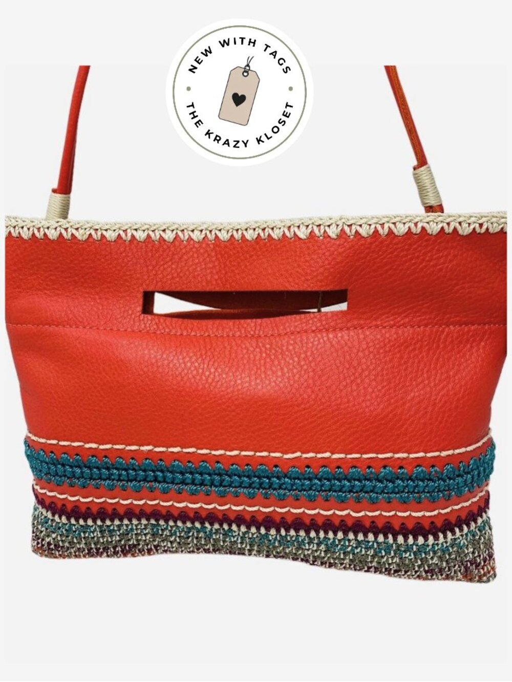 The Sak Limited Edition Leather Crochet Crossbody NWT Orange Convertible Clutch
